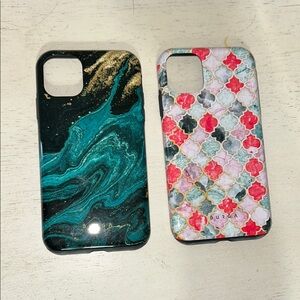 Green/gold iphone 11 case and pink multi iPhone 11 Case with Glossy Finish